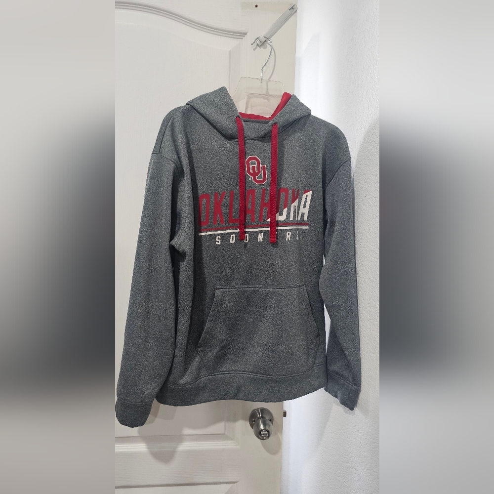 Mens Medium Champion Gray and Red Hoodie OU hoodie